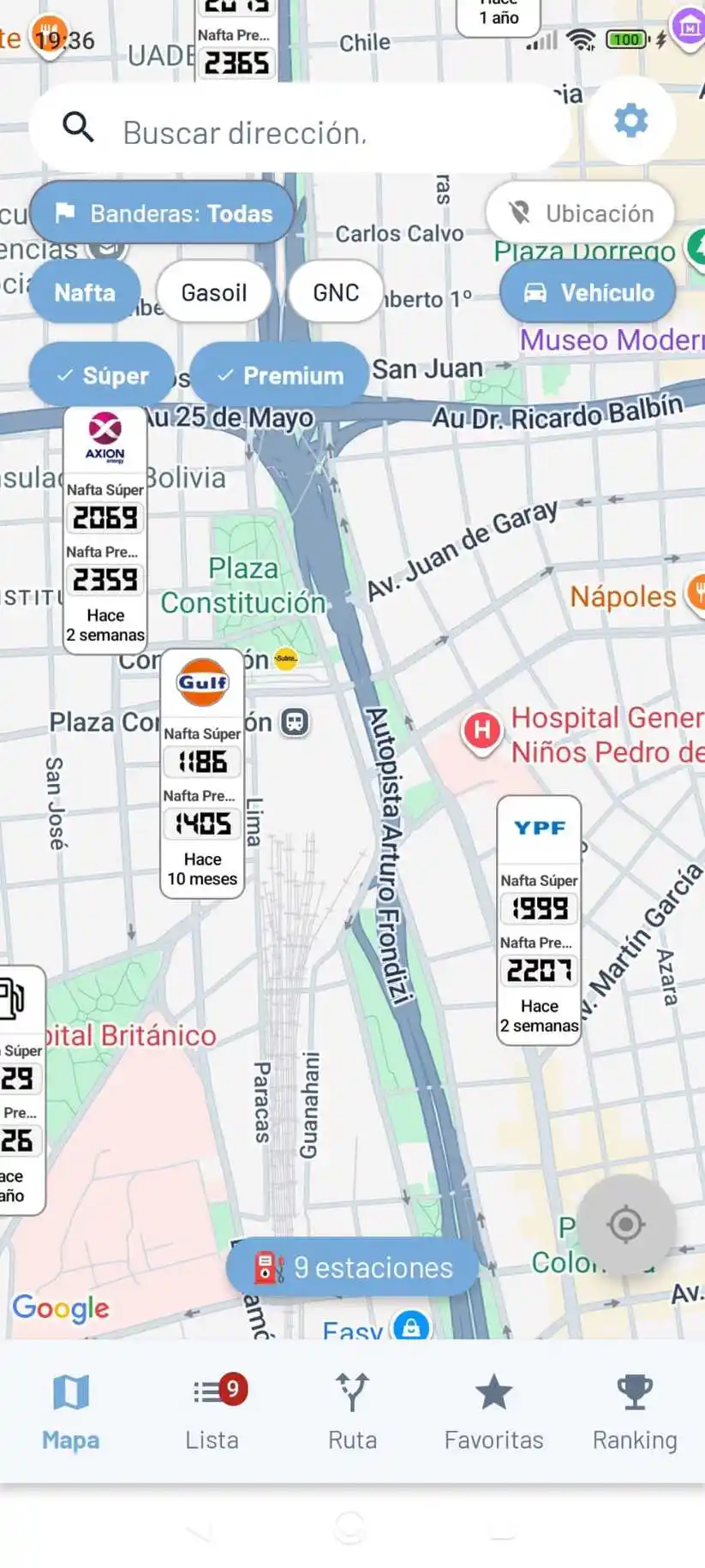 Mapa en vivo Donde Cargar