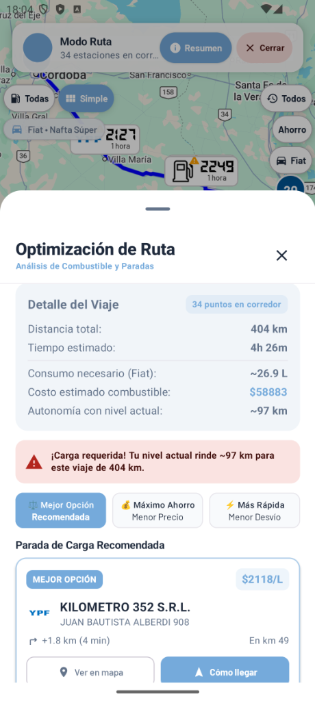 Donde Cargar Modo Ruta y Planificador Inteligente